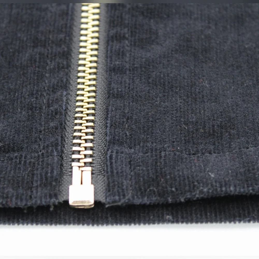 Material Girl Black Corduroy Mini Dress M Sweetheart Ring Zip - Picture 3 of 7